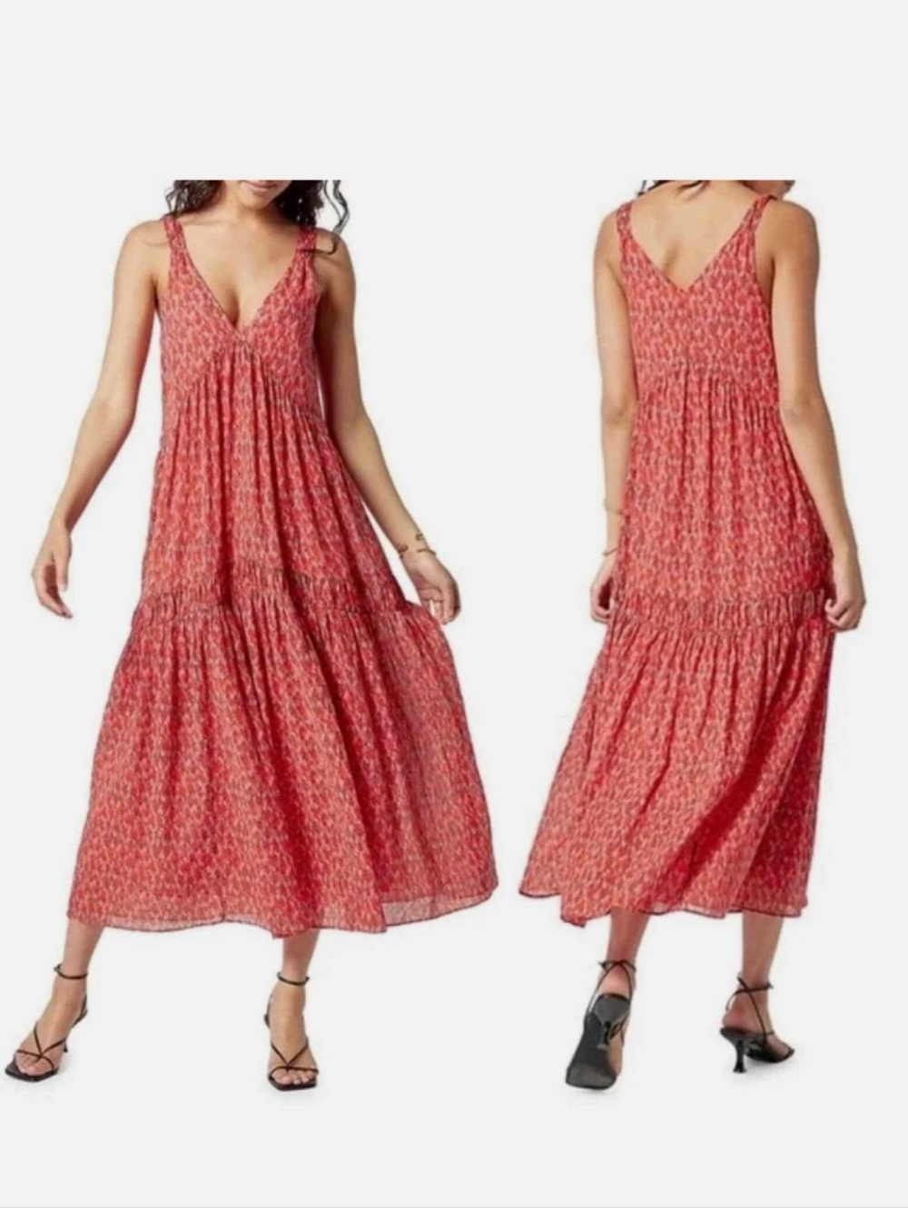 JOIE Tiered Midi Sleeveless Summer Dress